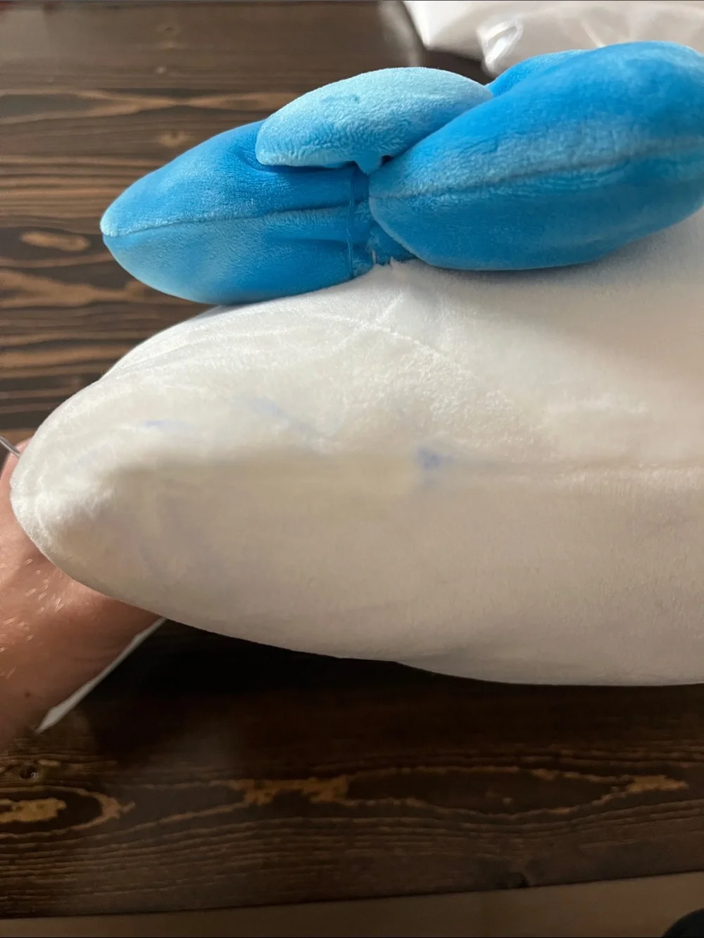 Hello Kitty Plush Face Pillow with Blue Bow